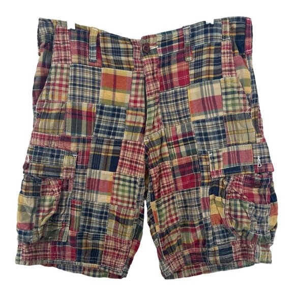 GAP Other - Gap Mens Shorts Patchwork Plaid Cargo Sz 32 Vtg 80s 90s Y2K Retro Preppy Cotton